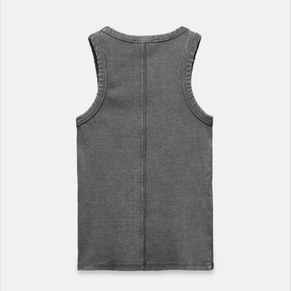 NWT Zara Washed Effect Ribbed Racer back Tank - size L - Picture 4 of 8